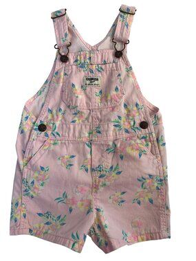 OshKosh Bgosh Toddler Girls Pink Floral Cotton Overalls 4T